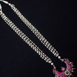 Statement Silver Necklace paired with pearls