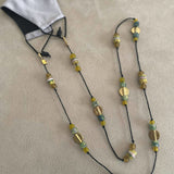Yellow African Recycled glass Krobo Beads and Brass Mask Chain