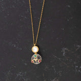 Dainty neckpiece with a round shaped Citrine Stone and Kundan pendant