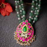 Unique necklace handcrafted a silver pendant and Jade stone beads