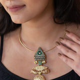 Statement Temple necklace with a cresent moon figure ( Temple Collection )