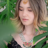 Gold-plated Silver pendant with kemp stones and pearls