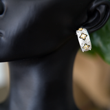 Silver: Radiant Straight with Swarovski Flower Earring Set Gold: Radiant Straight with Swarovski Flower Earring Set