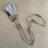 Blue and orange African recycled Krobo glass beads Mask Chain