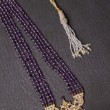 Statement necklace made with silver pendant and purple Amethyst beads