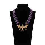 Statement necklace made with silver pendant and purple Amethyst beads