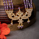 Statement necklace made with silver pendant and purple Amethyst beads