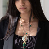 Kundan pendant with crystal beads