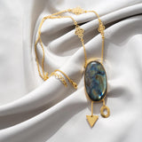 Labradorite Stone Pendant Chain