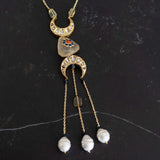 Citrine stone paired with kundan and pearls
