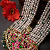 Unique statement necklace with a colorful stones studded pendant