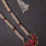 Statement lotus & Cresent Moon necklace