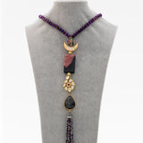 Unique layered agate and kundan pendant with shining crystal beads