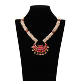 Statement lotus & Cresent Moon necklace