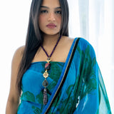 Unique layered agate and kundan pendant with shining crystal beads
