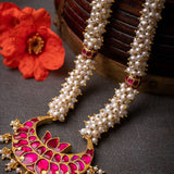 Statement lotus & Cresent Moon necklace