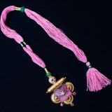 Traditional Style pink and gold statement necklace ( Alaya Collection) (Pure Silver)