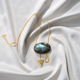 Labradorite Stone Pendant Chain