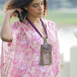 Afghani pendant paired with purple crystals ( Malak - Boho Collection)