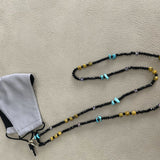 Yellow and Black Crystals Mask Chain