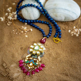 Statement Necklace made with shell mother of pearl, kundan and onyx beads