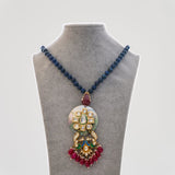 Statement Necklace made with shell mother of pearl, kundan and onyx beads