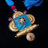 Traditional style blue & gold statement necklace ( alya Collection)