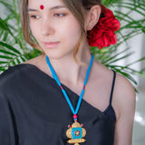 Traditional style blue & gold statement necklace ( alya Collection)