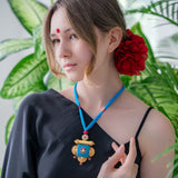 Traditional style blue & gold statement necklace ( alya Collection)