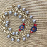 Grey pearls with Tibetan fillers Mask Chain