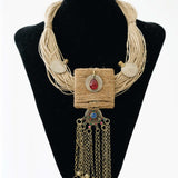 Jute necklace paired with an Afghani pendant