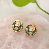Murano Italian Flower earrings with mother-of-pearl embellishment