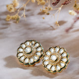 Signity glow White Kundan Flower Earrings