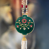 Dark Green Monalisa stone pendant chain