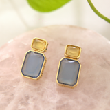 Semi-Precious Yellow Citrine and Blue Topaz Earrings