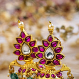 Majestic Matki Jhumka, with Rani Pink Kundan Design