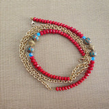 Red crystals with Tibetan fillers Mask Chain