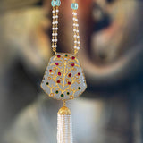 White opaque Monalisa Glass Stone pendant neckpiece