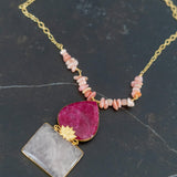 Beautiful cherry quartz & rose quartz pendant chain ( Shreya Collection)