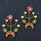 Rajwada Style Statement earrings with multi-colored stones