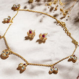 Gold Moozanite polki stone Pendant set