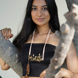 Spices Inspired Gold Plated pendant paired with brown Satin rope (Ananya Collection)