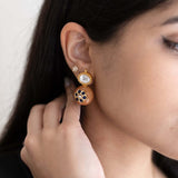 Orange Agate stone and Kundan Earrings