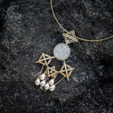Statement necklace handcrafted with pearls and coin
