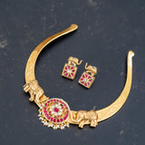 Handcrafted intricately designed hasli and earrings set