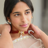 Red beaded aura choker