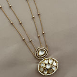 Lustrous layered moozanite polki Pendant set