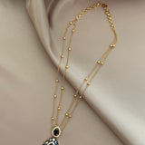 Kundan red drop cut Pendant set