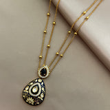 Kundan red drop cut Pendant set