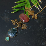 One of a kind hand crafted design with Orangish brown and shaded Black Jasper stones -Ishani Collection